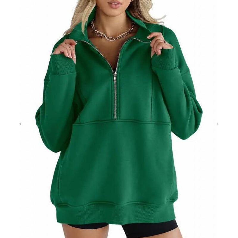 Women's Oversized Half Zip Fleece Pullover Sweatshirt
