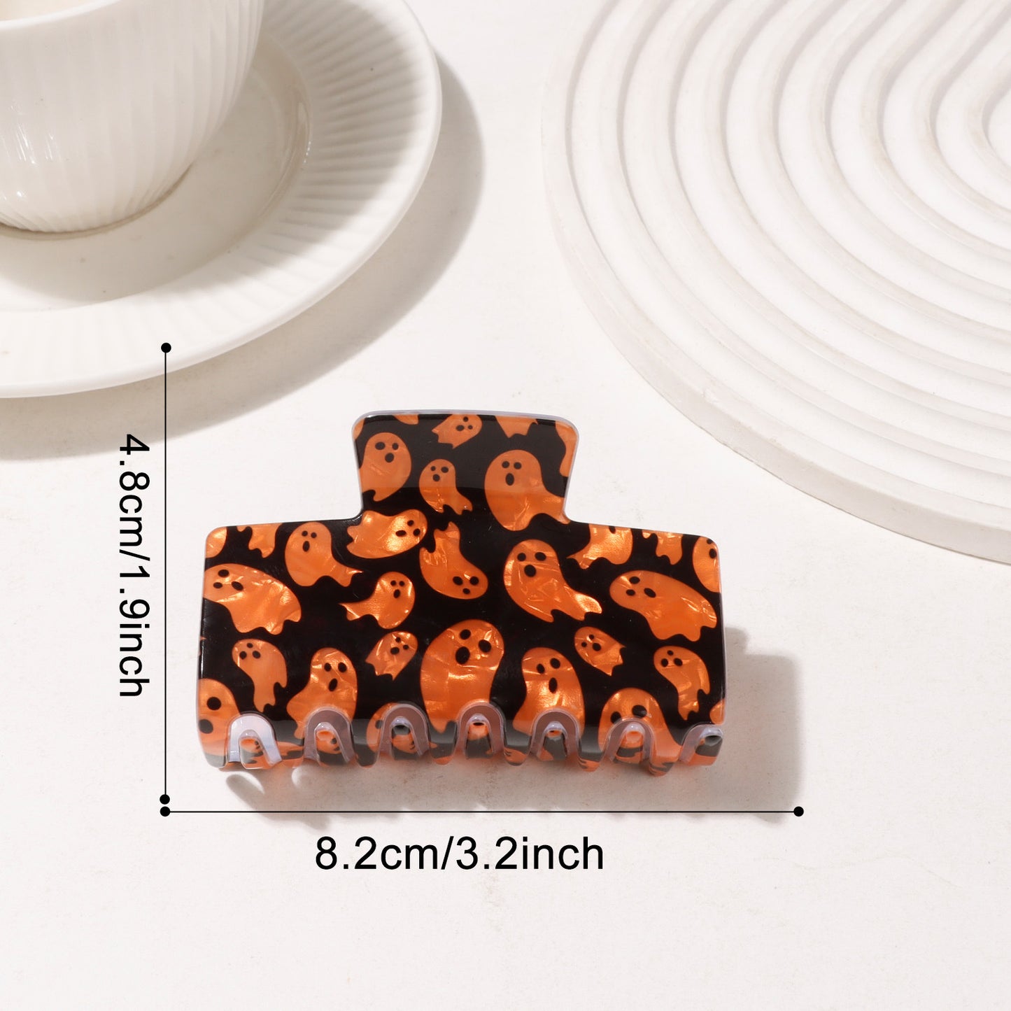 Halloween Ghost Spider Skull Print Claw Hair Clip