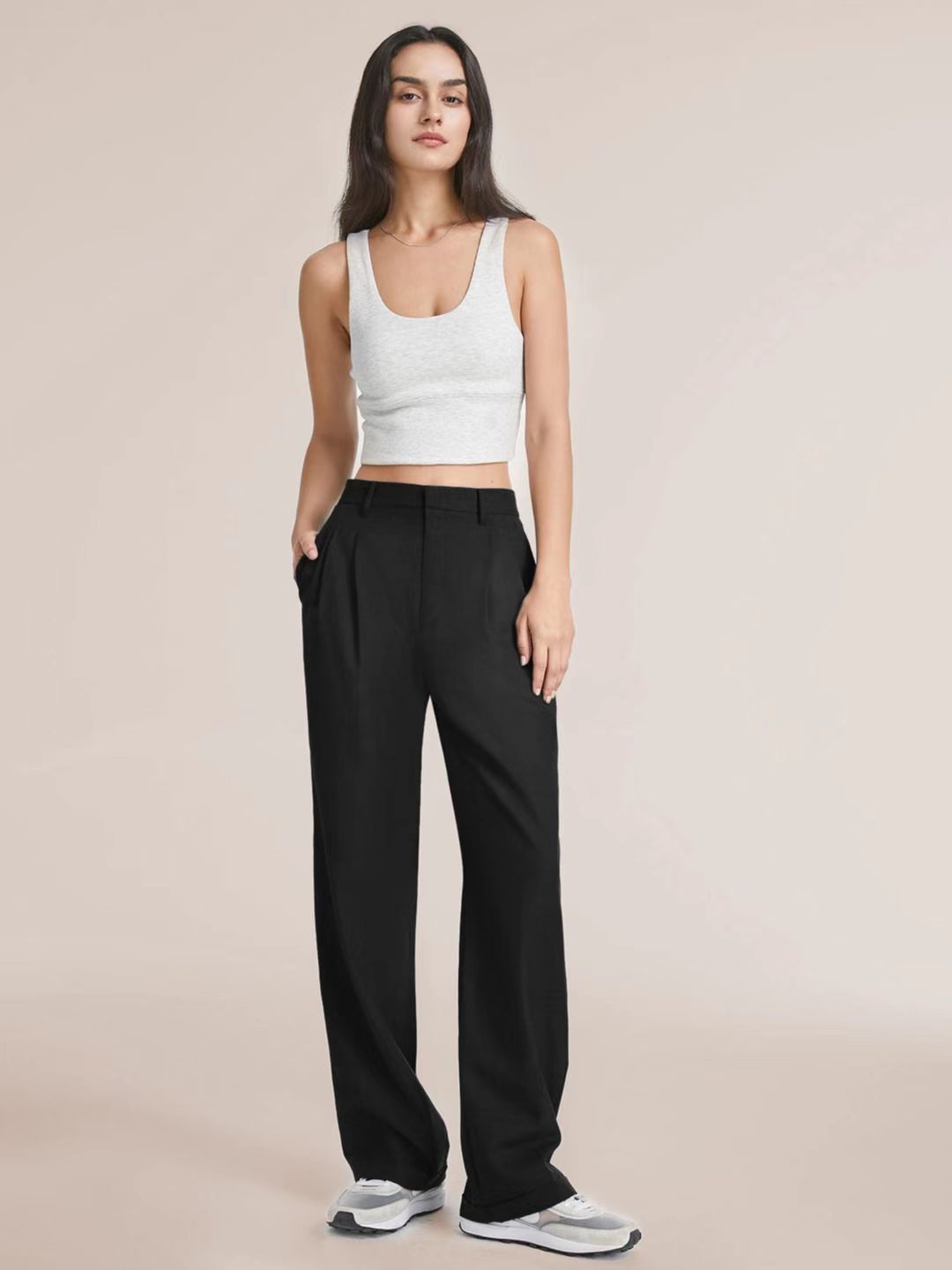 Women's High Waisted Wide Leg Dress Pants with Pockets
