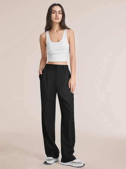 Women's High Waisted Wide Leg Dress Pants with Pockets