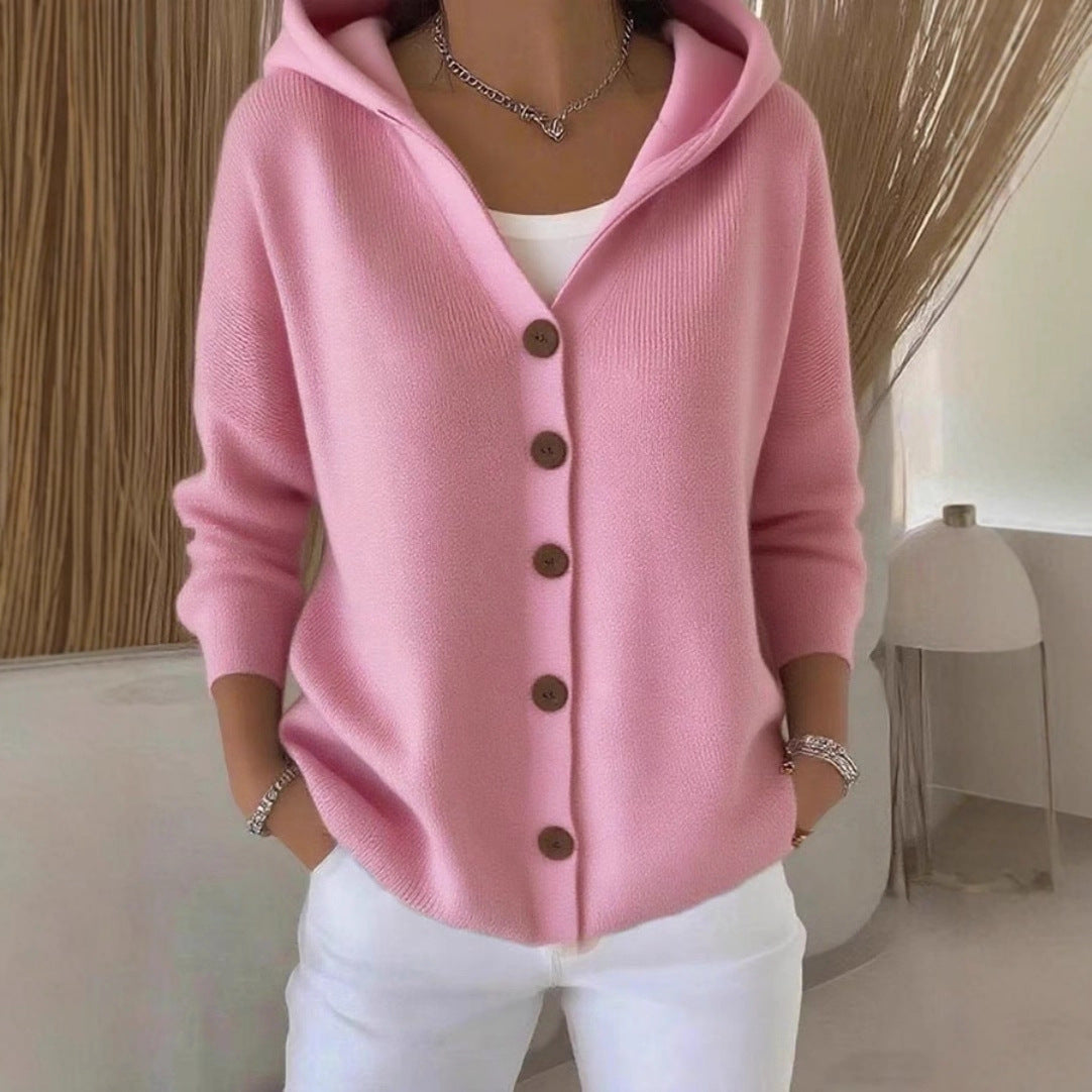 Women's Hooded Button Down Knit Cardigan Sweater