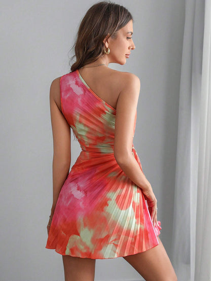 Sexy Pleated Bodycon Asymmetrical Hem Club Dress