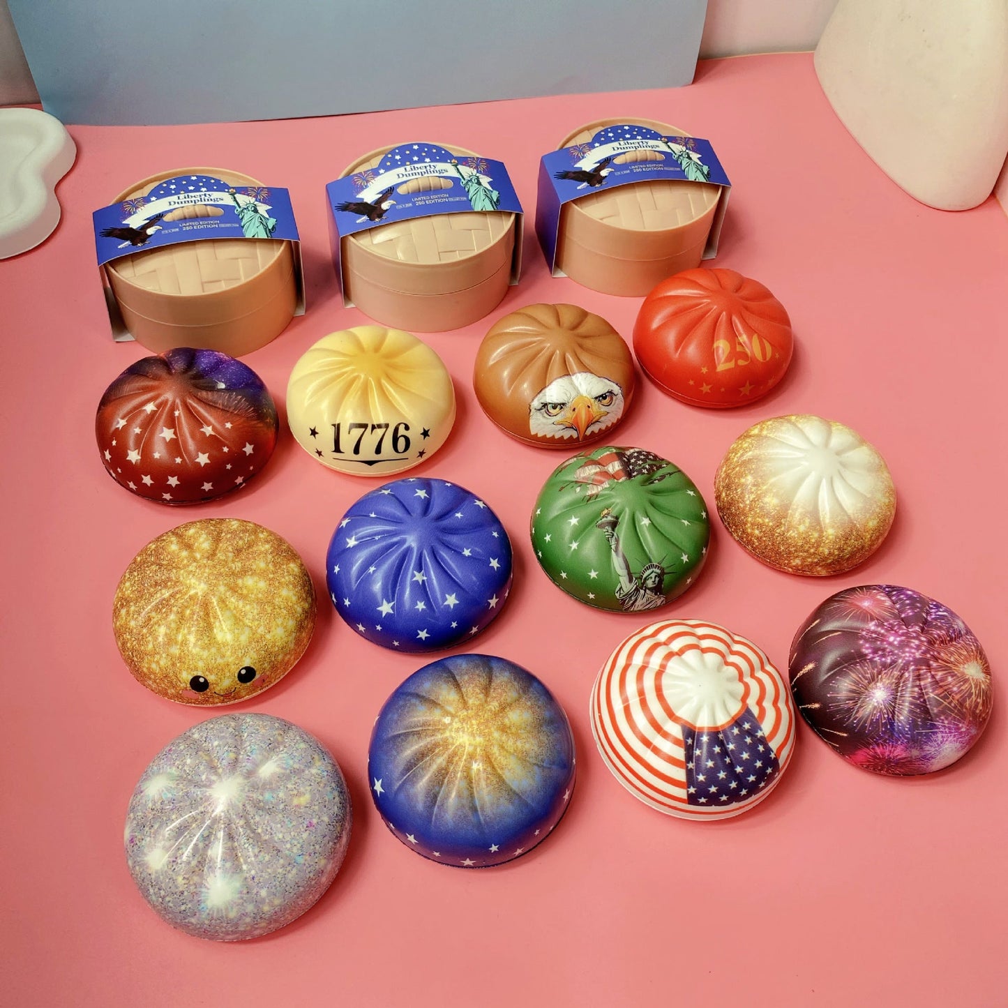 4th of July Dumpling Shape Squishy Foam Stress Relief Toy Set