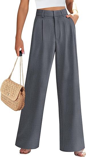 High Waist Wide Leg Trousers with Pockets