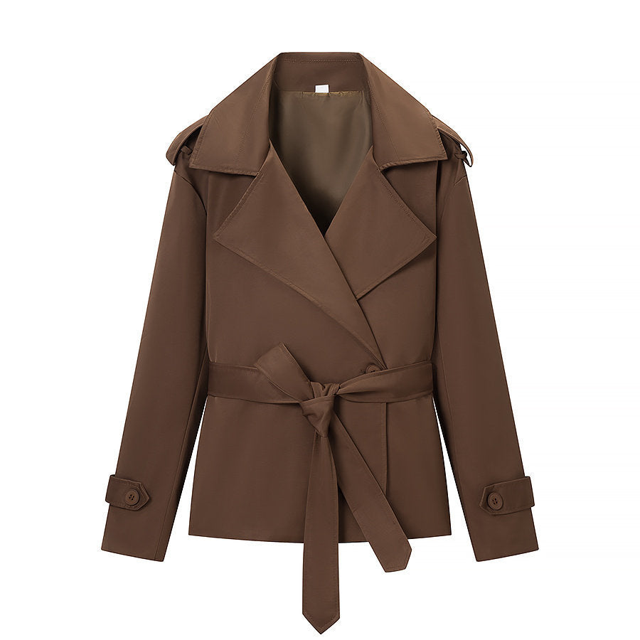 Women's Belted Cropped Lapel Jacket Blazer