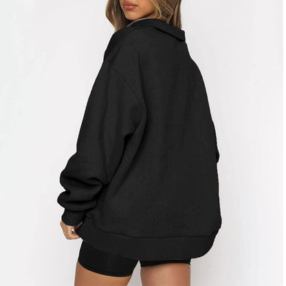 Oversized Half Zip Fleece Pullover Sweatshirt with Pocket