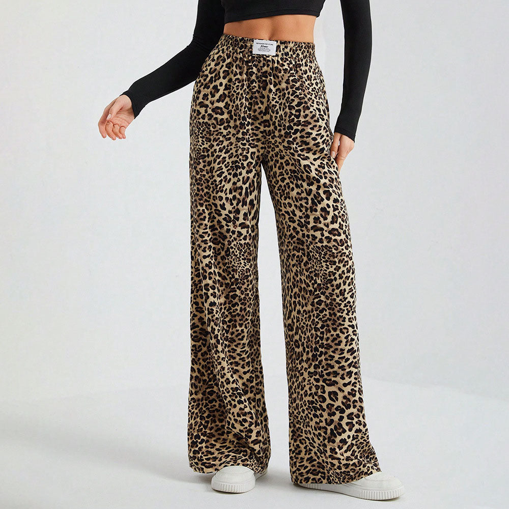 Camo Wide Leg Pants Drawstring Casual Lounge Pants