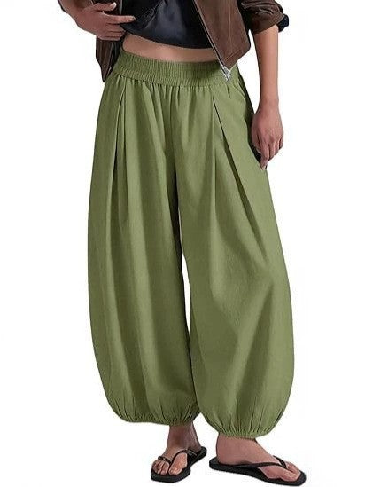 Women's Loose Wide Leg Pants Elastic Waist Casual Trousers