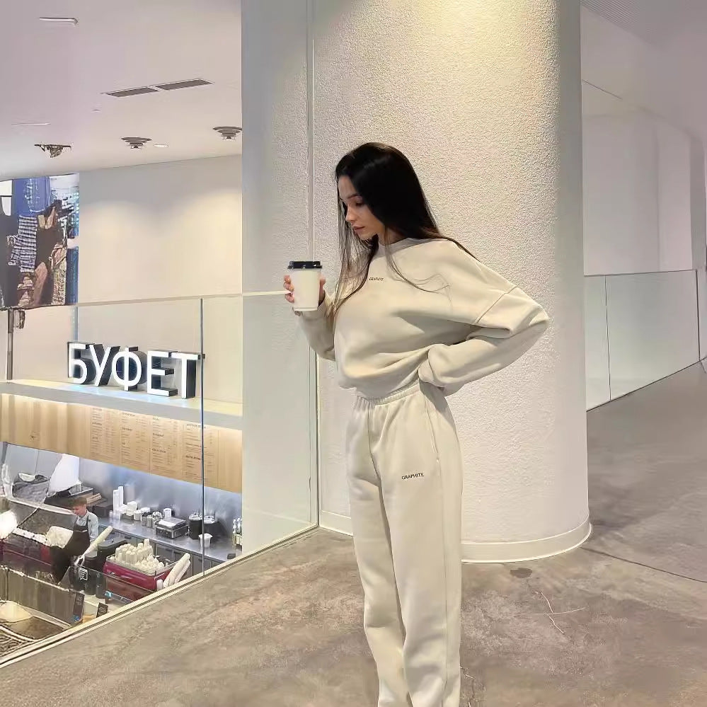 Women's Embroidered Sweatsuit Jogger Two Piece Set