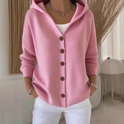 Oversized Hooded Button Knit Cardigan Sweater