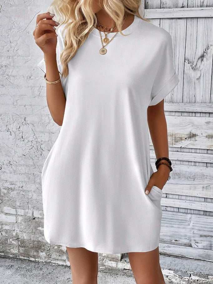 Women’s Relaxed Fit Cotton Pocket T-Shirt Dress Summer