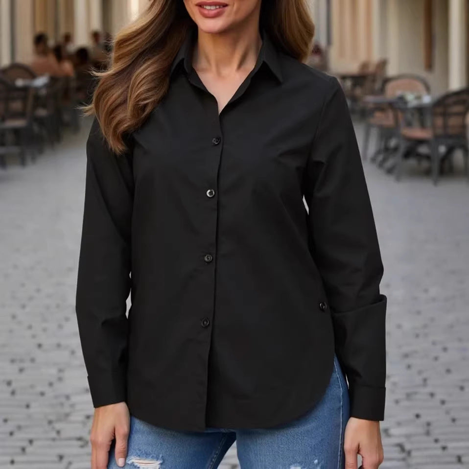 Women's Long Sleeve Button Down Collared Work Shirt