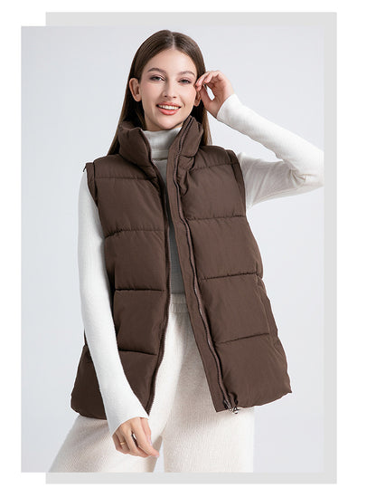 Women's Oversized Puffer Vest Stand Collar Zip Up Quilted