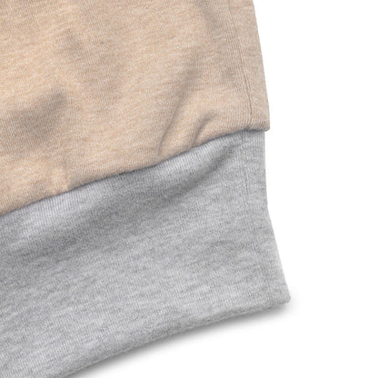 Customizable  Beige and Grey Color Block Crewneck Pullover Sweater