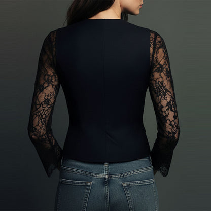Women's Sexy Lace Blazer Fitted Elegant Jacket