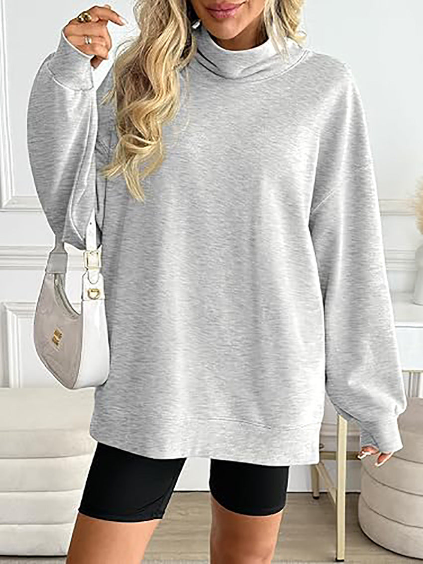 Women's Oversized Mock Neck Sweatshirt Casual Pullover