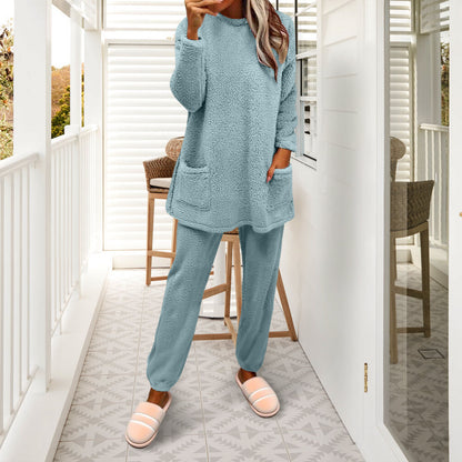 Women's Sherpa Fleece 2 Piece Lounge Pajama Set