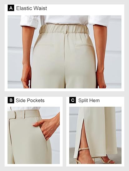 Women's High-Waisted Split Wide-Leg Pants – Elegant Business Trousers