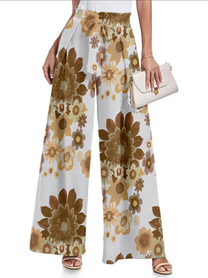 Women's Tie Waist Paperbag Wide Leg Pants