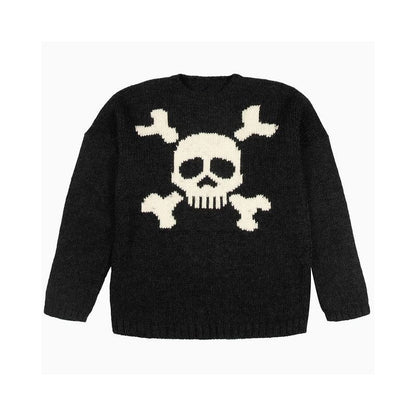 Oversized Skull Sweater Black Gothic Streetwear Knit