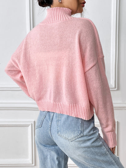 Women's Turtleneck Pullover Solid Color Loose Casual Bottoming Shirt