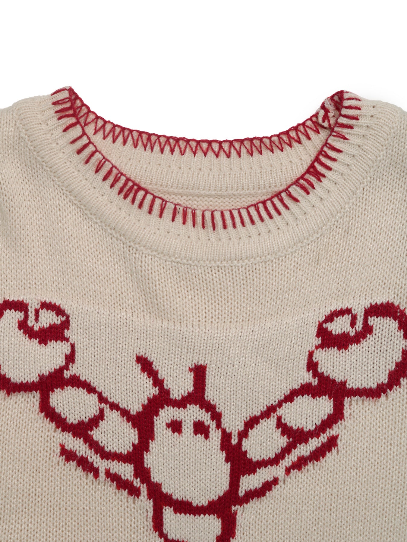 Lobster Jacquard Crew Neck Contrast Knit Sweater