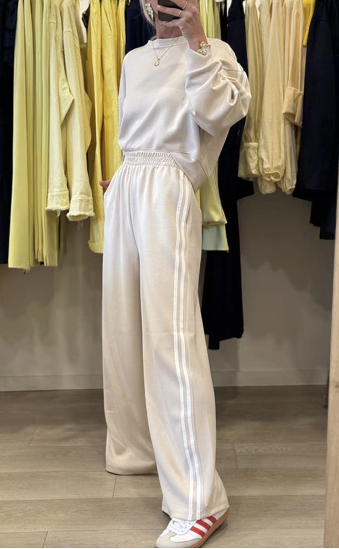 Womens Two Piece Side Stripe Sweatshirt Pants Set
