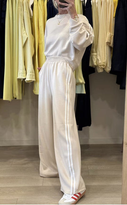 Womens Two Piece Side Stripe Sweatshirt Pants Set