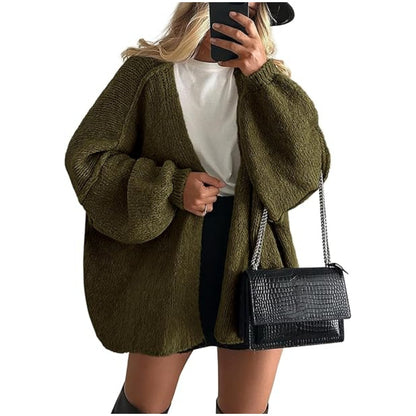 Women's Oversized Chunky Knit Open Front Cardigan Sweater