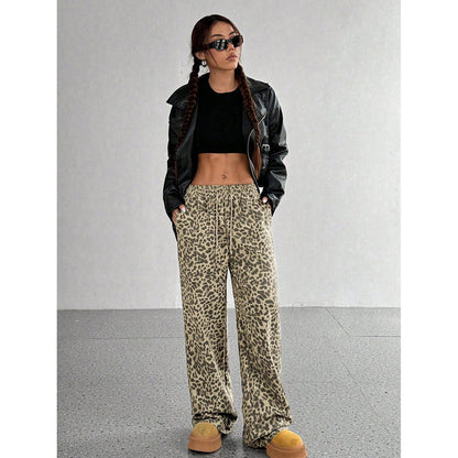 Camo Wide Leg Pants Drawstring Casual Lounge Pants