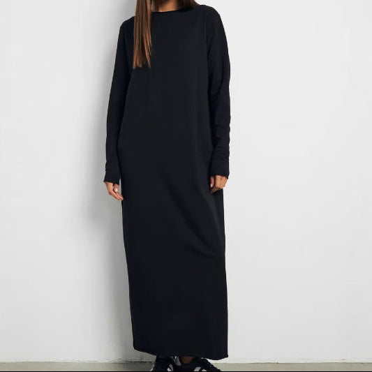 Women's Casual Long Sleeve Solid Maxi Dress Loose Fit