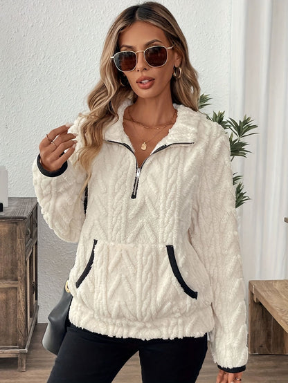 Women's Sherpa Half Zip Pullover Fleece Pocket