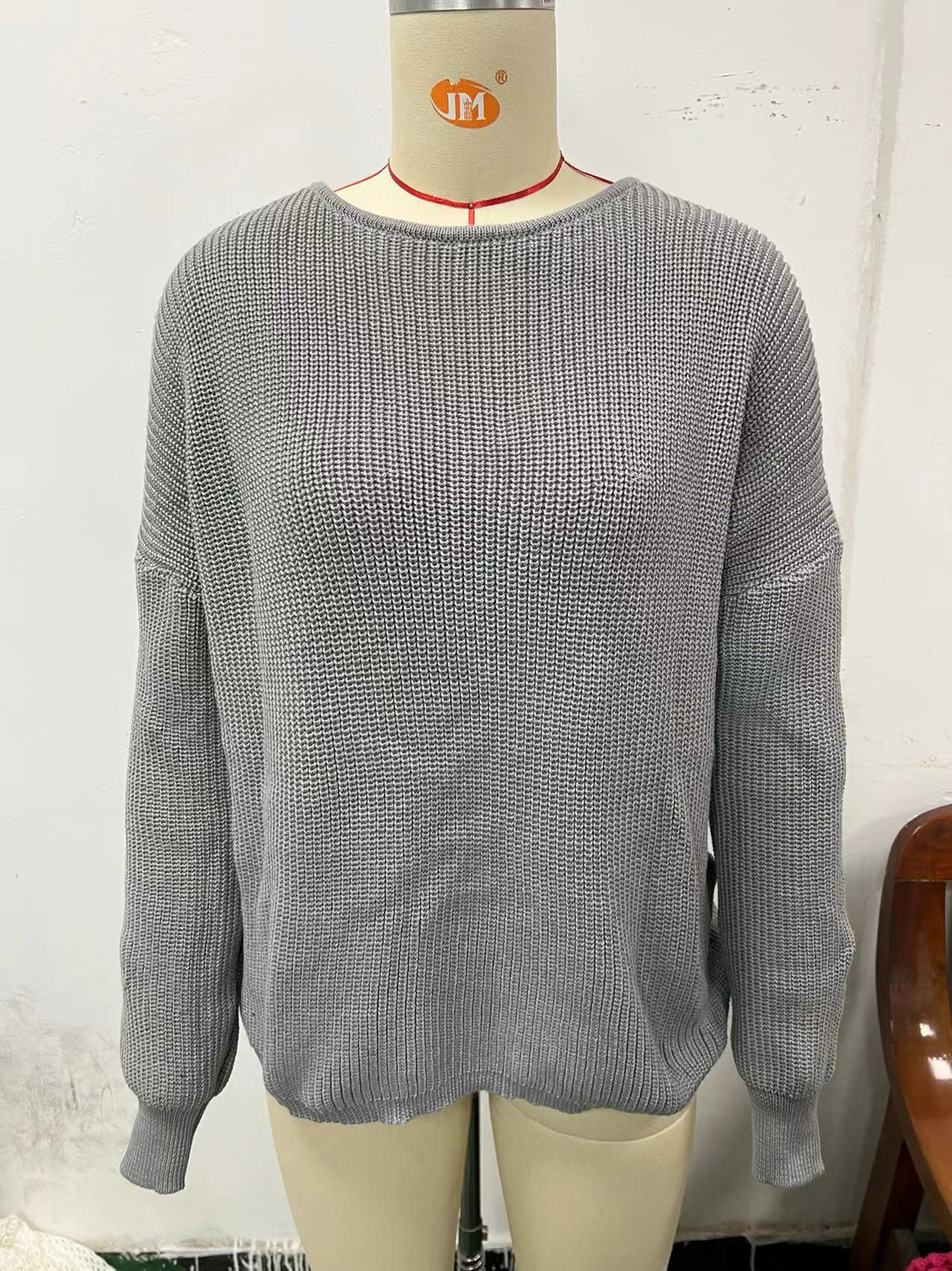 Women's One Shoulder V Neck Knit Sweater Long Sleeve