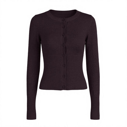 Women's Fitted Button Front Long Sleeve Knit Cardigan