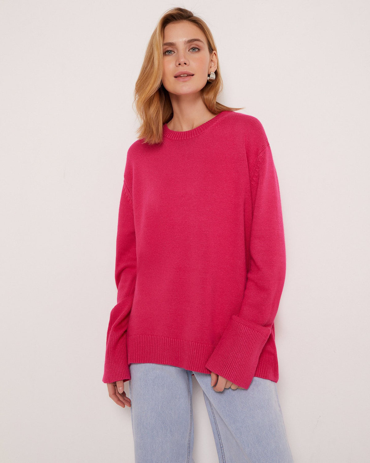 Women's Oversized Crew Neck Cozy Pullover Sweater