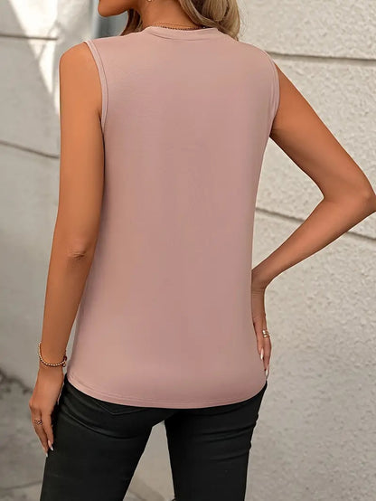 Burgundy Sleeveless Top Crew Neck Minimal Chic Tank