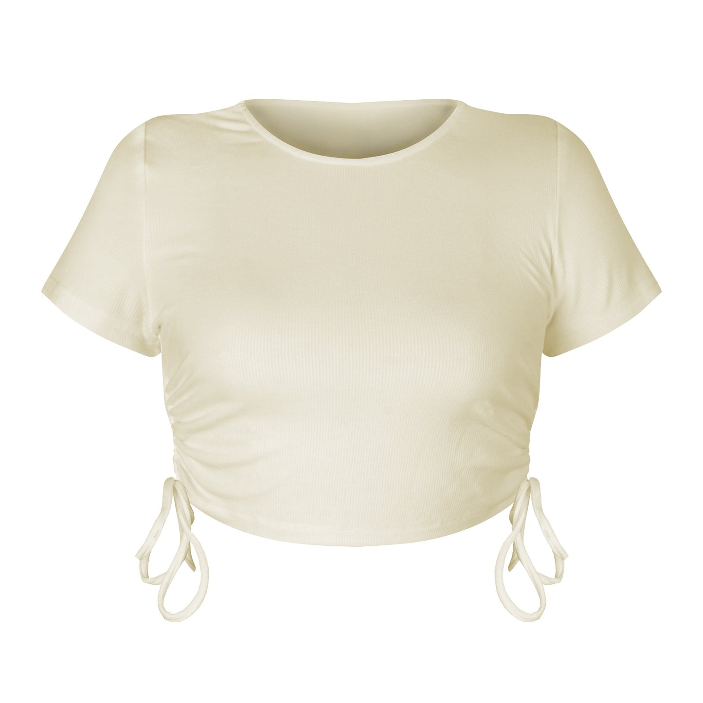 Buttoned Pit Strip Drawstring Short Sleeve T-shirt