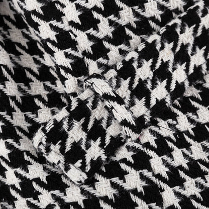Women's Houndstooth Maxi Winter Coat Double Breasted Belted