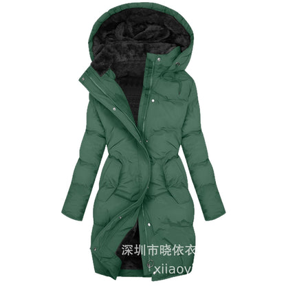 Women's Long Hooded Fur Trim Puffer Coat