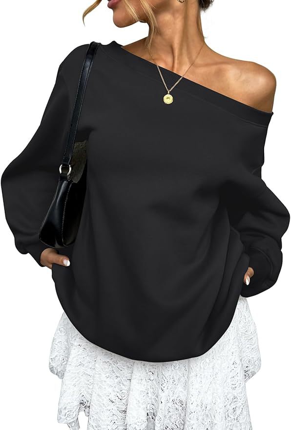 Off Shoulder Sweatshirt Women Oversized Casual Pullover
