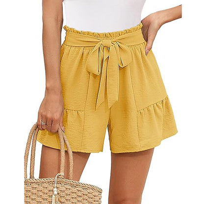 Women's High-Waisted Ruffle Shorts – Tie Waist Summer Beachwear