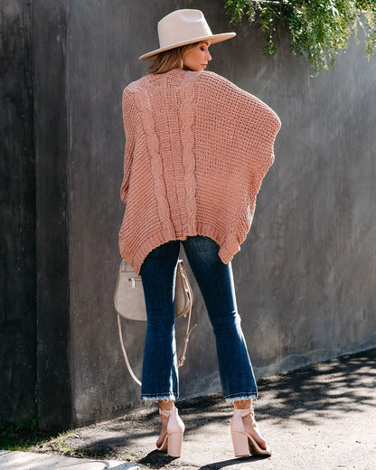 Women's Oversized Chunky Knit Open Front Cardigan Pockets