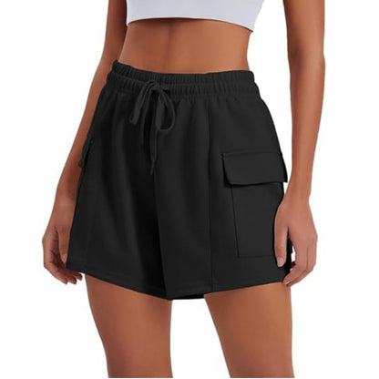 Women's High-Waisted Drawstring Cargo Shorts – Casual Summer Shorts