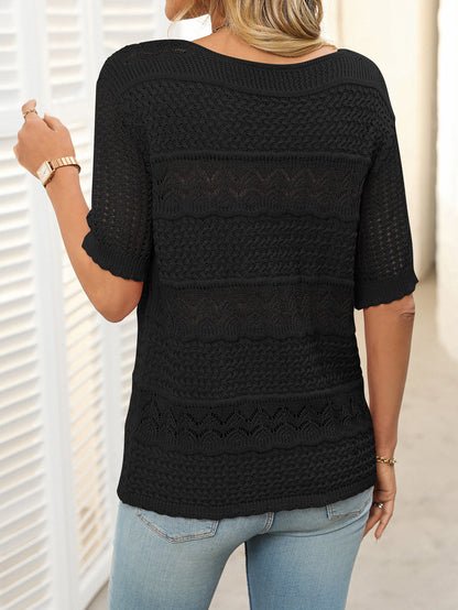 Cross-Border Sexy Hollow Knit Crochet Top