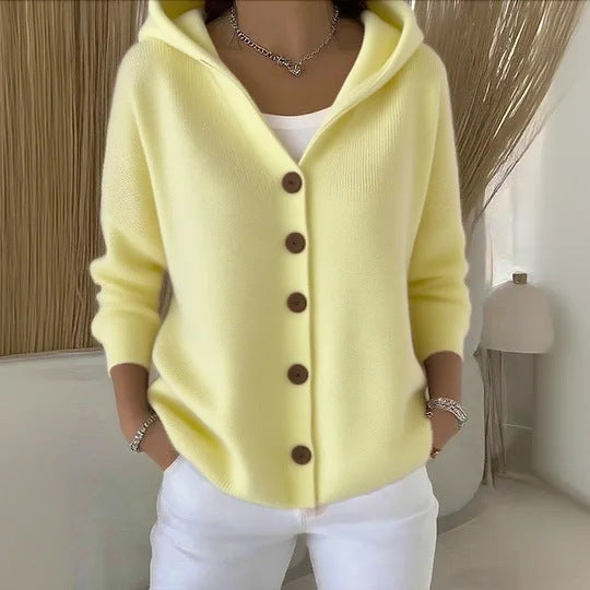 Women's Hooded Button Down Knit Cardigan Sweater