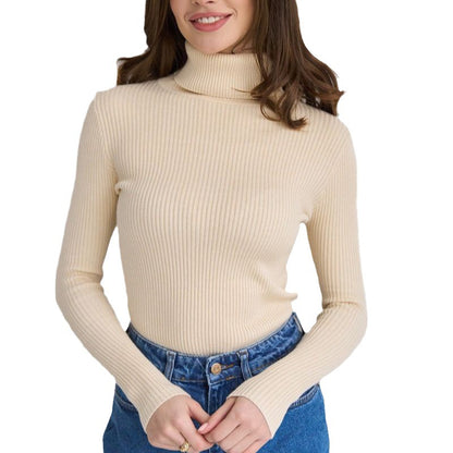 Women's Ribbed Turtleneck Knit Sweater Top