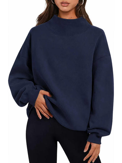 Women's Oversized Mock Neck Sweatshirt Pullover