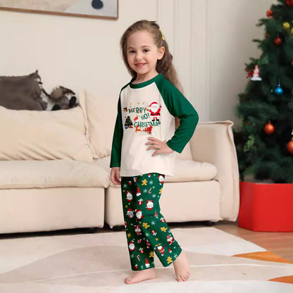 Santa Claus Snowflake Alphabet Parent-Child Printed Christmas Pajamas