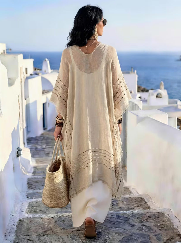 Fringe Kimono Cover Up Resort Lightweight Cardigan