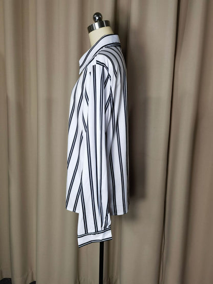 Women's Striped Long Sleeve Business Casual Shirt